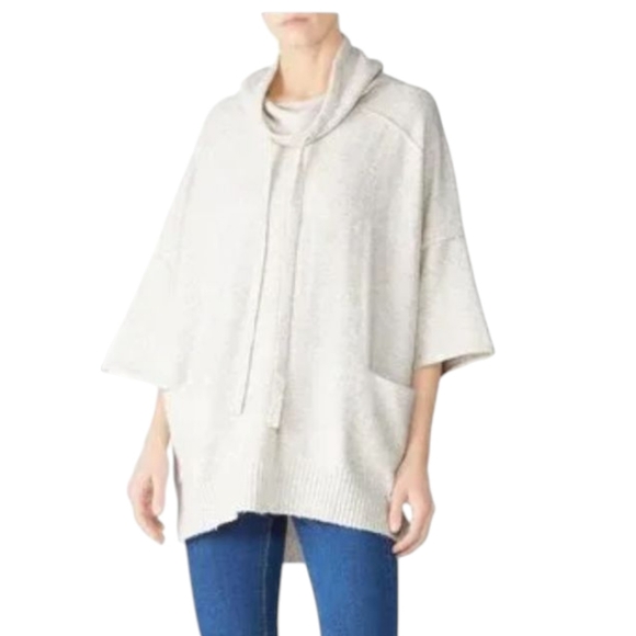 Michael Stars Merino Wool Blend Knit Hooded  Poncho Sweater SZ Small - Picture 1 of 6